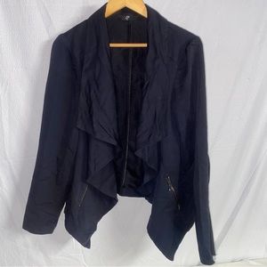 Arcadia Group London Black Long Sleeve Open Front Cardigan, Size 20, Pockets